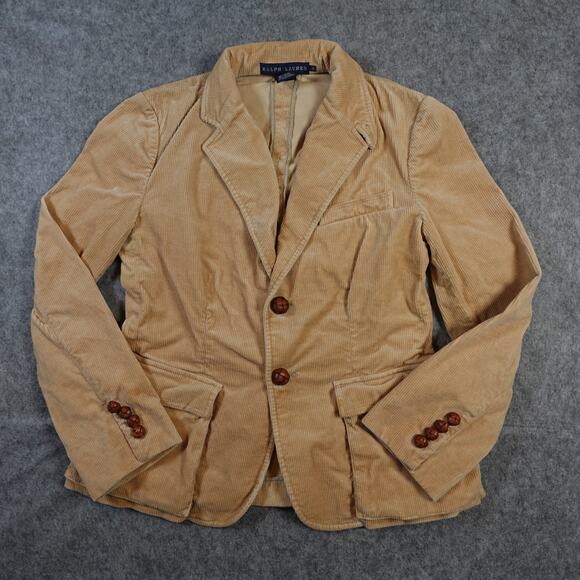 Ralph Lauren Jacket Womens 00 Corduroy Leather Button Blazer Western Equestrian - Picture 1 of 11